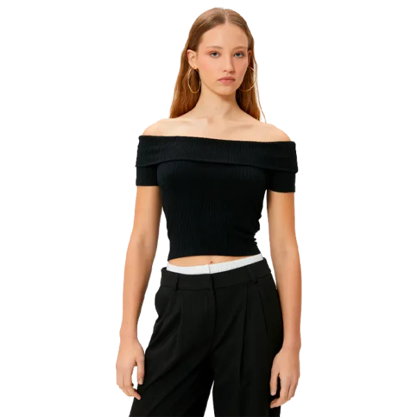 Tricou pentru femei Koton 4SAL10803IK 97% vâscoză/ Black photo 1