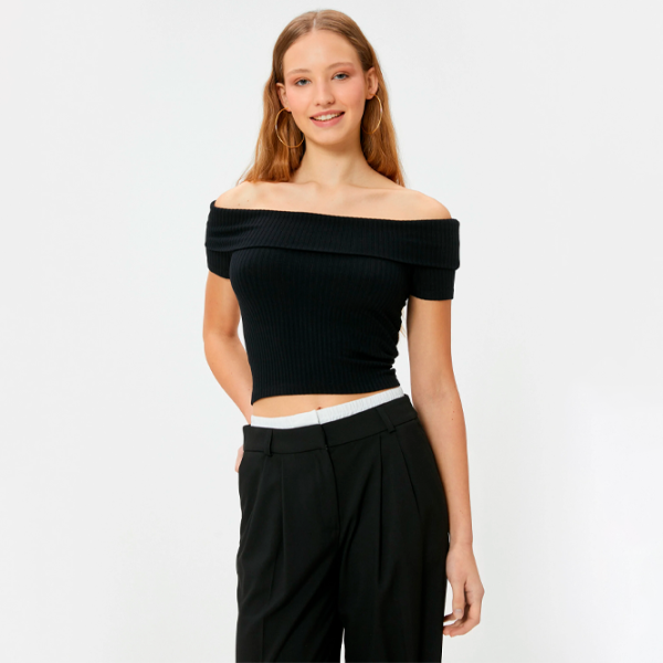 Tricou pentru femei Koton 4SAL10803IK 97% vâscoză/ Black photo 2