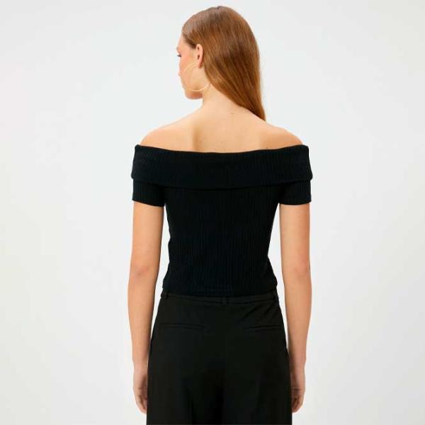Tricou pentru femei Koton 4SAL10803IK 97% vâscoză/ Black photo 4