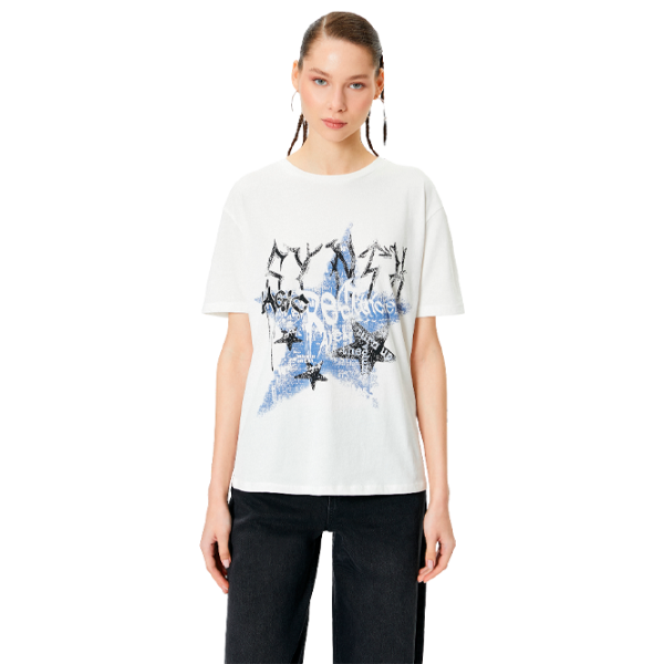 Tricou pentru femei Koton 4SAL10757IK 100% bumbac/ White photo 1 Tricou pentru femei Koton 4SAL10757IK 100% bumbac/ White photo 1