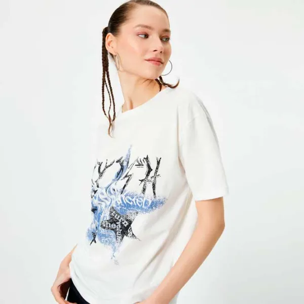 Футболка для женщин Koton 4SAL10757IK 100% хлопок/ Белый photo 2