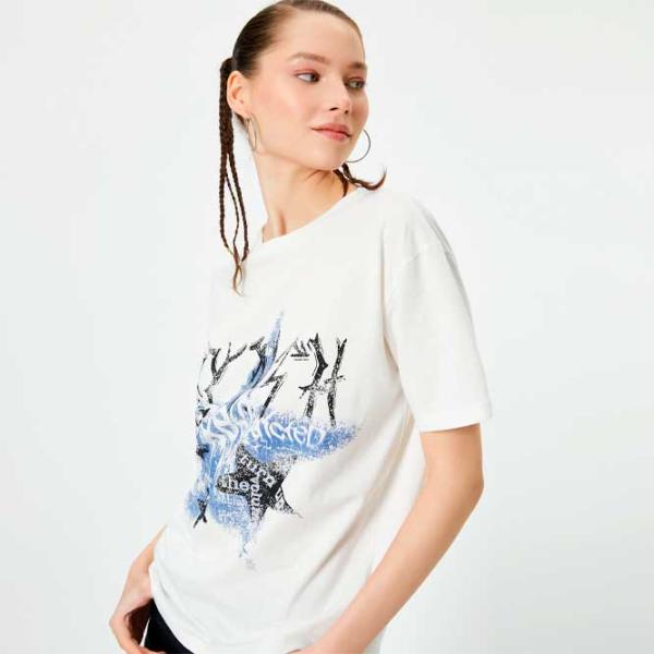 Футболка для женщин Koton 4SAL10757IK 100% хлопок/ Белый photo 2