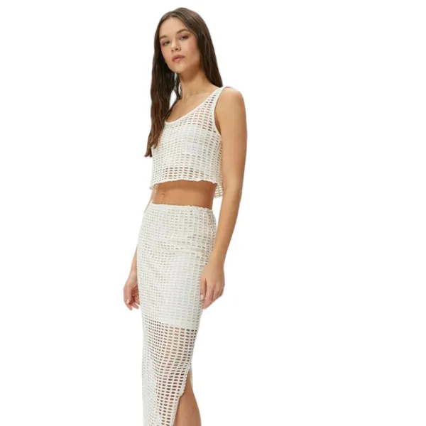 Fustă pentru femei Koton 4SAL70009IK S/ White photo 5