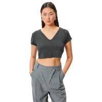 Tricou pentru femei Koton 4SAK50231EK 80% Vâscoză/ Anthracite