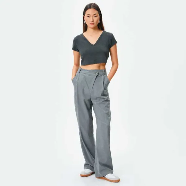 Tricou pentru femei Koton 4SAK50231EK 80% Vâscoză/ Anthracite photo 3