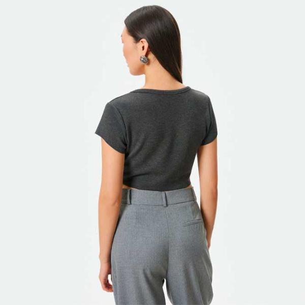 Tricou pentru femei Koton 4SAK50231EK 80% Vâscoză/ Anthracite photo 4