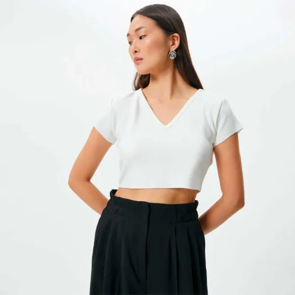 Tricou pentru femei Koton 4SAK50231EK 80% Vâscoză/ White photo 2