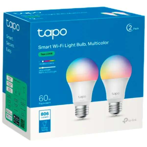 Комплект лампочек светодиодная TP-Link Tapo L530E (2-pack) E27/ 8 Вт/ 6500 К/ 806лм/ RGB photo 7