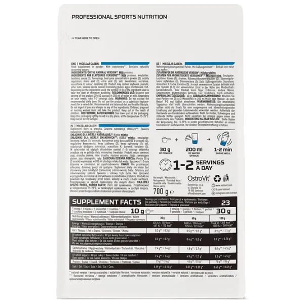 Протеин OstroVit Micellar Casein 700 г (5902232610475) порошок/ Ваниль photo 3 Протеин OstroVit Micellar Casein 700 г (5902232610475) порошок/ Ваниль photo 3