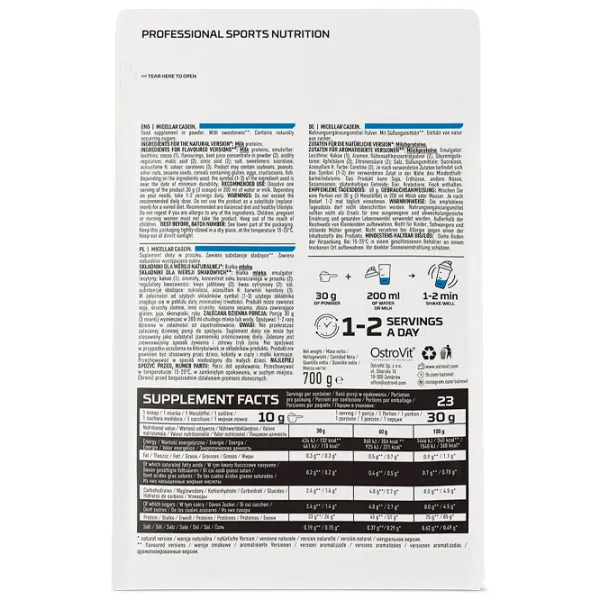 Протеин OstroVit Micellar Casein 700 г (5902232610468) порошок/ Клубника photo 3 Протеин OstroVit Micellar Casein 700 г (5902232610468) порошок/ Клубника photo 3