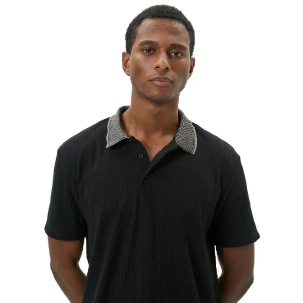 Tricou polo pentru bărbați Koton 4SAM10091MK999 Black photo 2 Tricou polo pentru bărbați Koton 4SAM10091MK999 Black photo 2
