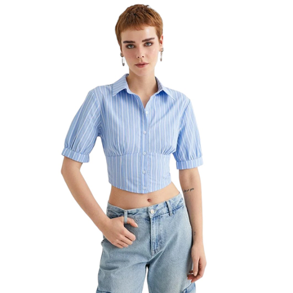 Cămașă pentru femei Koton 4SAL60038IW S/ Blue Stripe photo 1 Cămașă pentru femei Koton 4SAL60038IW S/ Blue Stripe photo 1