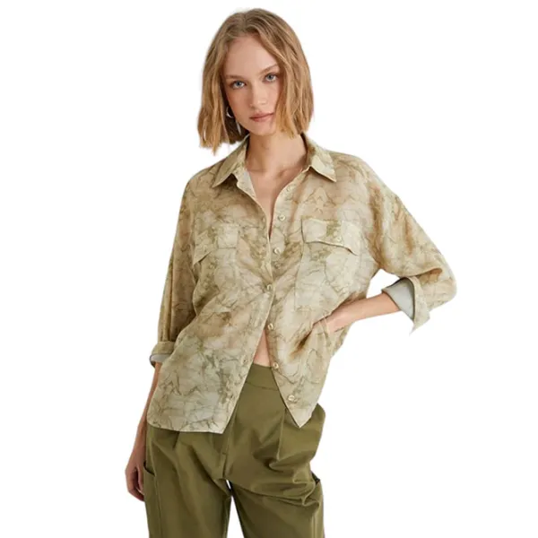 Cămașă pentru femei Koton 4SAK60344PW M/ Khaki Design photo 4 Cămașă pentru femei Koton 4SAK60344PW M/ Khaki Design photo 4
