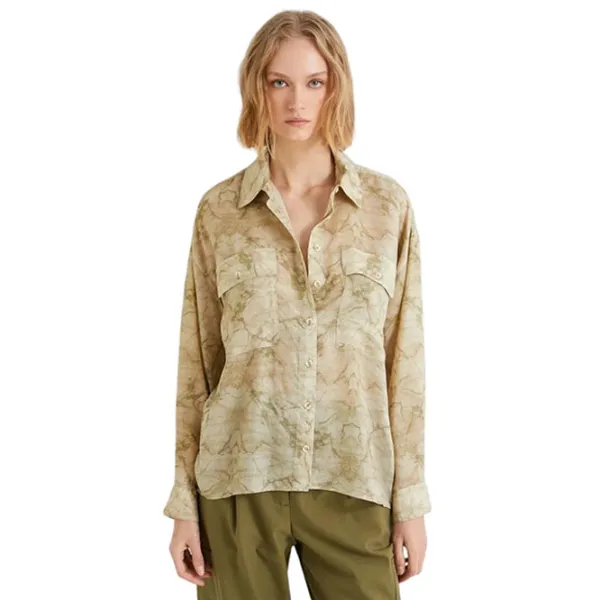 Cămașă pentru femei Koton 4SAK60344PW L/ Khaki Design photo 1 Cămașă pentru femei Koton 4SAK60344PW L/ Khaki Design photo 1