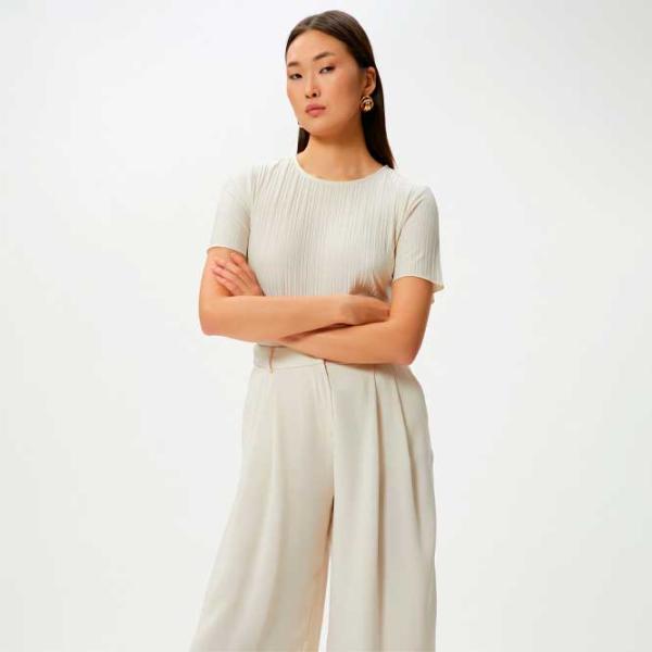 Tricou pentru femei Koton 4SAK50019EK 97% poliester/ Beige photo 2