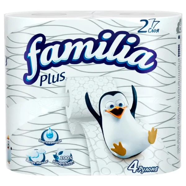 Hârtie igienică Familia White Plus Cantitatea în set - 4/ Numărul de straturi - 2 photo 1