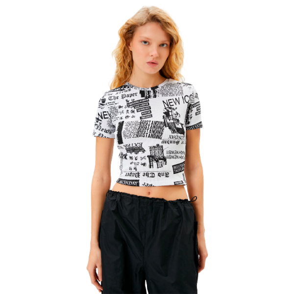 Футболка для женщин Koton 4SAL10011IK 98% Хлопок, 2% Эластан/ Белый photo 1