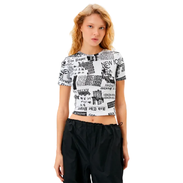 Футболка для женщин Koton 4SAL10011IK 98% Хлопок, 2% Эластан/ Белый photo 1