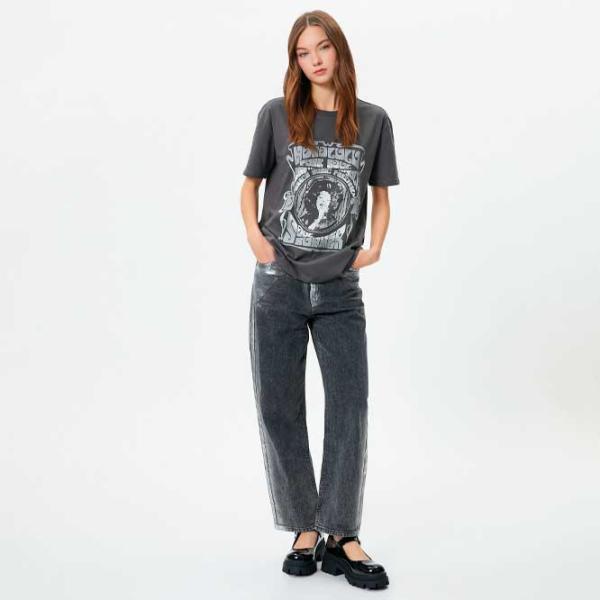 Tricou pentru femei Koton 4SAL10109IK 100% bumbac/ Anthracite photo 3