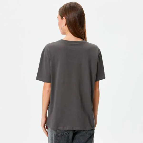 Tricou pentru femei Koton 4SAL10109IK 100% bumbac/ Anthracite photo 4