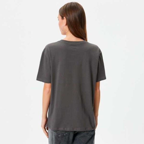 Tricou pentru femei Koton 4SAL10109IK 100% bumbac/ Anthracite photo 4