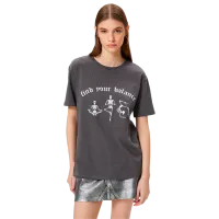 Tricou pentru femei Koton 4SAL10057IK 100% bumbac/ Anthracite