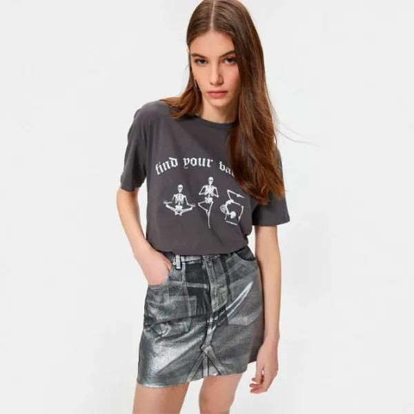 Tricou pentru femei Koton 4SAL10057IK 100% bumbac/ Anthracite photo 2