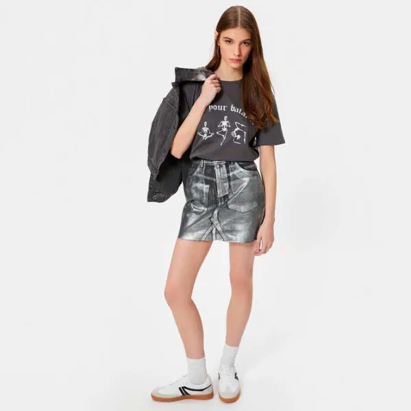 Tricou pentru femei Koton 4SAL10057IK 100% bumbac/ Anthracite photo 3