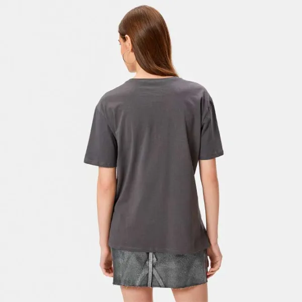 Tricou pentru femei Koton 4SAL10057IK 100% bumbac/ Anthracite photo 4