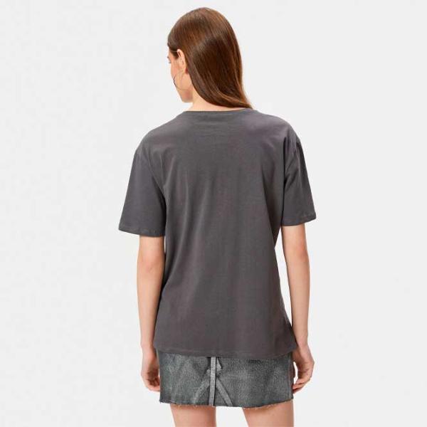 Tricou pentru femei Koton 4SAL10057IK 100% bumbac/ Anthracite photo 4