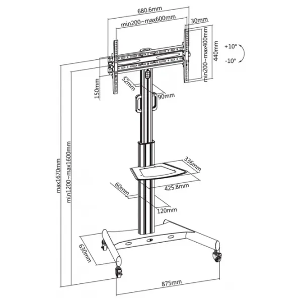 Кронштейн ТВ Reflecta 65P-Shelf VESA 200 x 200 мм photo 18