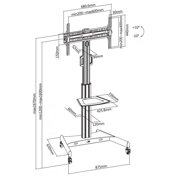 Кронштейн ТВ Reflecta 65P-Shelf VESA 200 x 200 мм photo 18