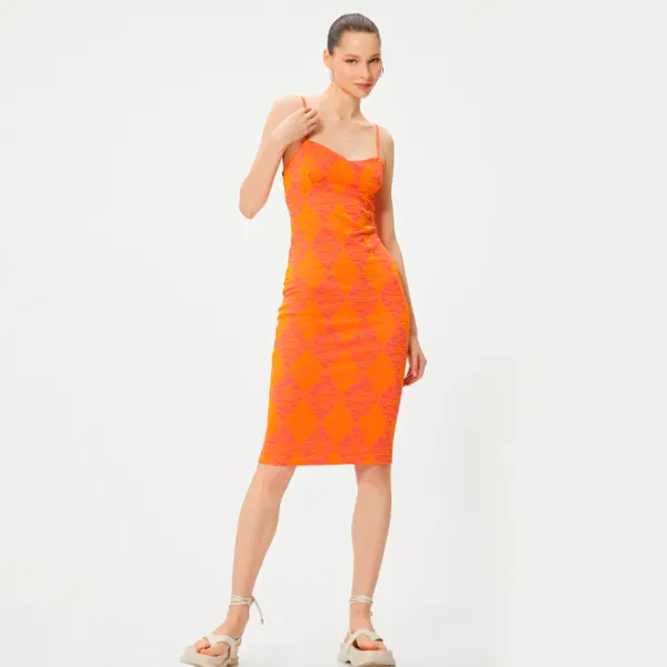 Платье для женщин Koton 4SAL80005IK L/ Оранжевый photo 3 Платье для женщин Koton 4SAL80005IK L/ Оранжевый photo 3