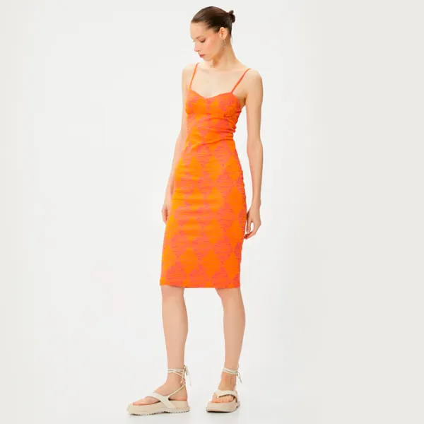 Платье для женщин Koton 4SAL80005IK L/ Оранжевый photo 4 Платье для женщин Koton 4SAL80005IK L/ Оранжевый photo 4