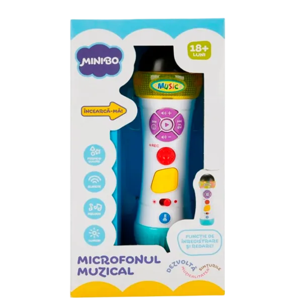 Jucărie interactivă Noriel Minibo Microfonul Muzical 18+ luni/ White photo 1