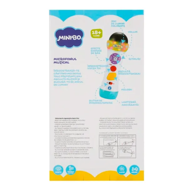 Jucărie interactivă Noriel Minibo Microfonul Muzical 18+ luni/ White photo 3
