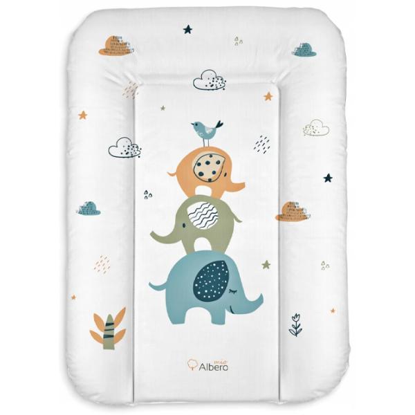 Saltea de înfăşat Albero Mio 434 Elephants Unisex/ 0+/ White photo 1 Saltea de înfăşat Albero Mio 434 Elephants Unisex/ 0+/ White photo 1