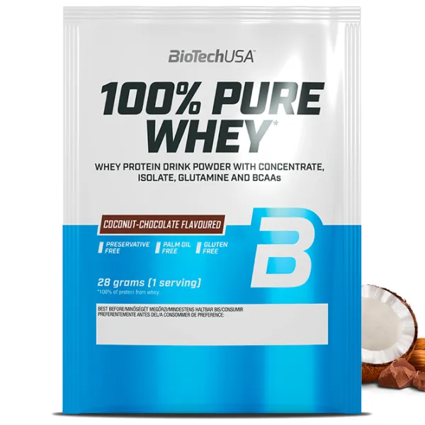 Протеин BioTechUSA 100% Pure Whey 28 г (5999076238514) порошок/ Шоколад , Кокос photo 2 Протеин BioTechUSA 100% Pure Whey 28 г (5999076238514) порошок/ Шоколад , Кокос photo 2