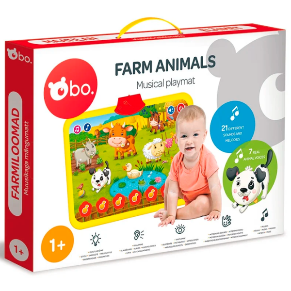 Covoraş pentru joc Bo. Farm Animals (4743199002504) 0+/ Dreptunghiular/ Yellow photo 3