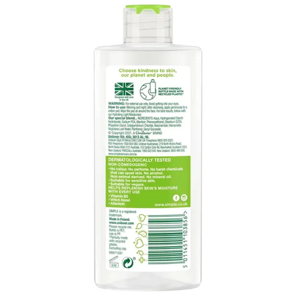 Toner pentru față Simple Soothing Facial Toner 200 ml photo 2 Toner pentru față Simple Soothing Facial Toner 200 ml photo 2