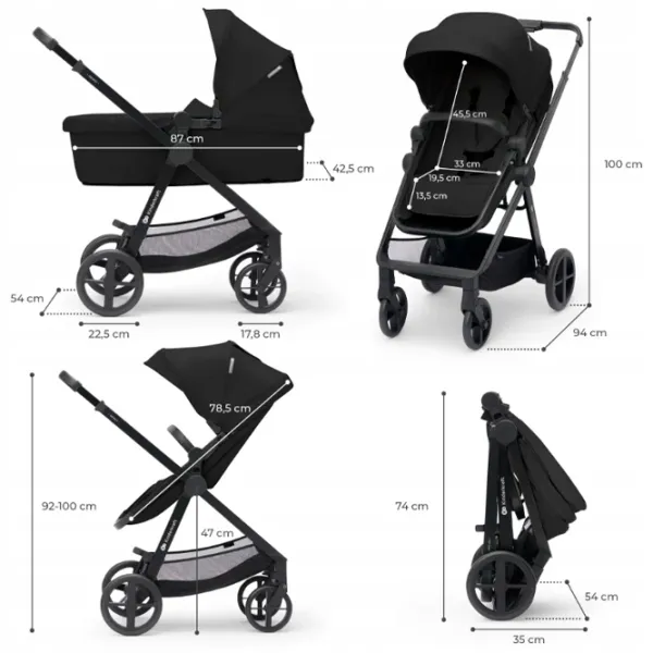Детская коляска KinderKraft Newly 3in1 Mink Pro KSNEWL00BLK300I/ Черный photo 8