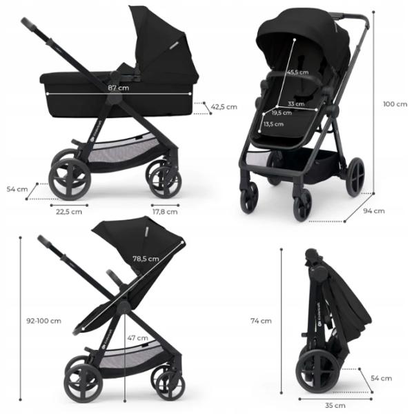 Детская коляска KinderKraft Newly 3in1 Mink Pro KSNEWL00BLK300I/ Черный photo 8