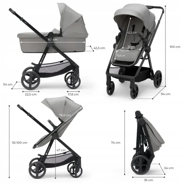 Cărucior pentru copil KinderKraft Newly 3in1 Mink Pro KSNEWL00GRY300I/ Gray photo 8