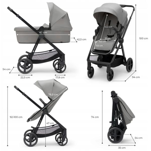 Cărucior pentru copil KinderKraft Newly 3in1 Mink Pro KSNEWL00GRY300I/ Gray photo 8