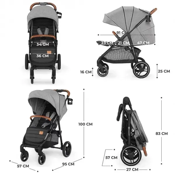 Детская коляска KinderKraft Grande Plus KSGRAN00GRY0000/ Серый photo 6