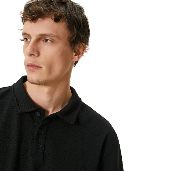 Tricou polo pentru bărbați Koton BCS Black photo 2
