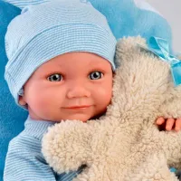 Кукла Llorens Nico Cojín Azul y Osito 73807 малыш/ 3+ photo 4