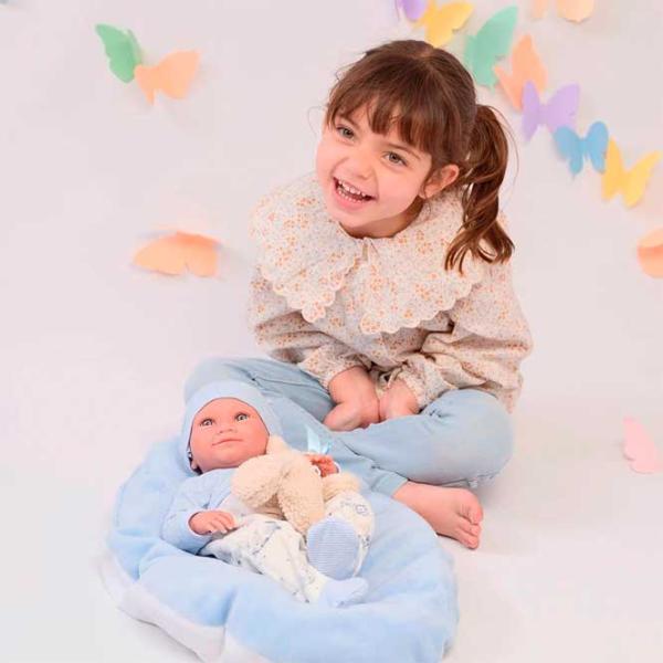 Păpușă Llorens Nico Cojín Azul y Osito 73807 bebeluș/ 3+ photo 5