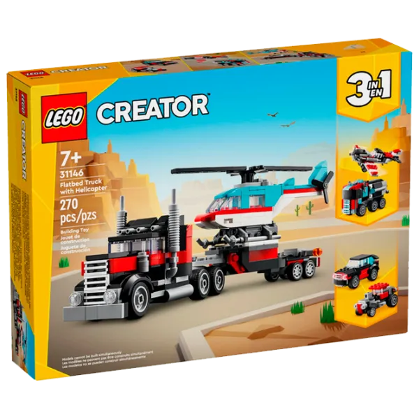 Конструктор LEGO Flatbed Truck with Helicopter Транспорт/ Разноцветный photo 1