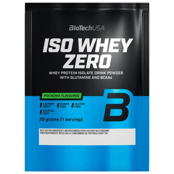 Proteină BioTechUSA Iso Whey Zero 25 g (5999076223954) praf/ Fistic photo 1